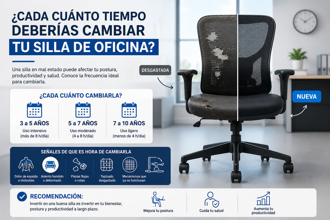 ¿Cada cuánto tiempo deberías cambiar tu silla de oficina?
